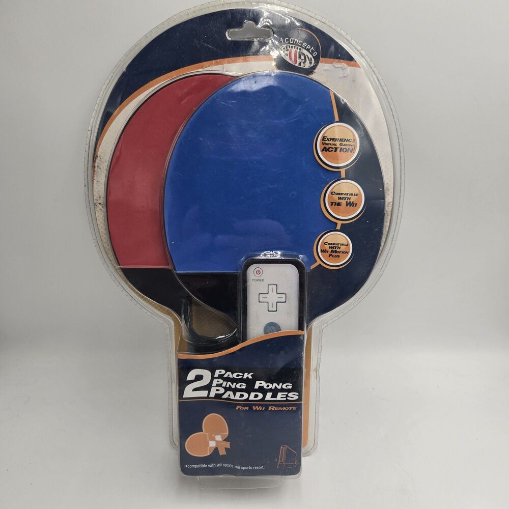Nintendo Ping Pong Paddle Set 2 Pack iConcepts Motion Plus Compatible NEW NOS